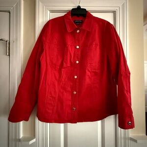 LN Jones New York Red Cotton Jacket.  Size 2X